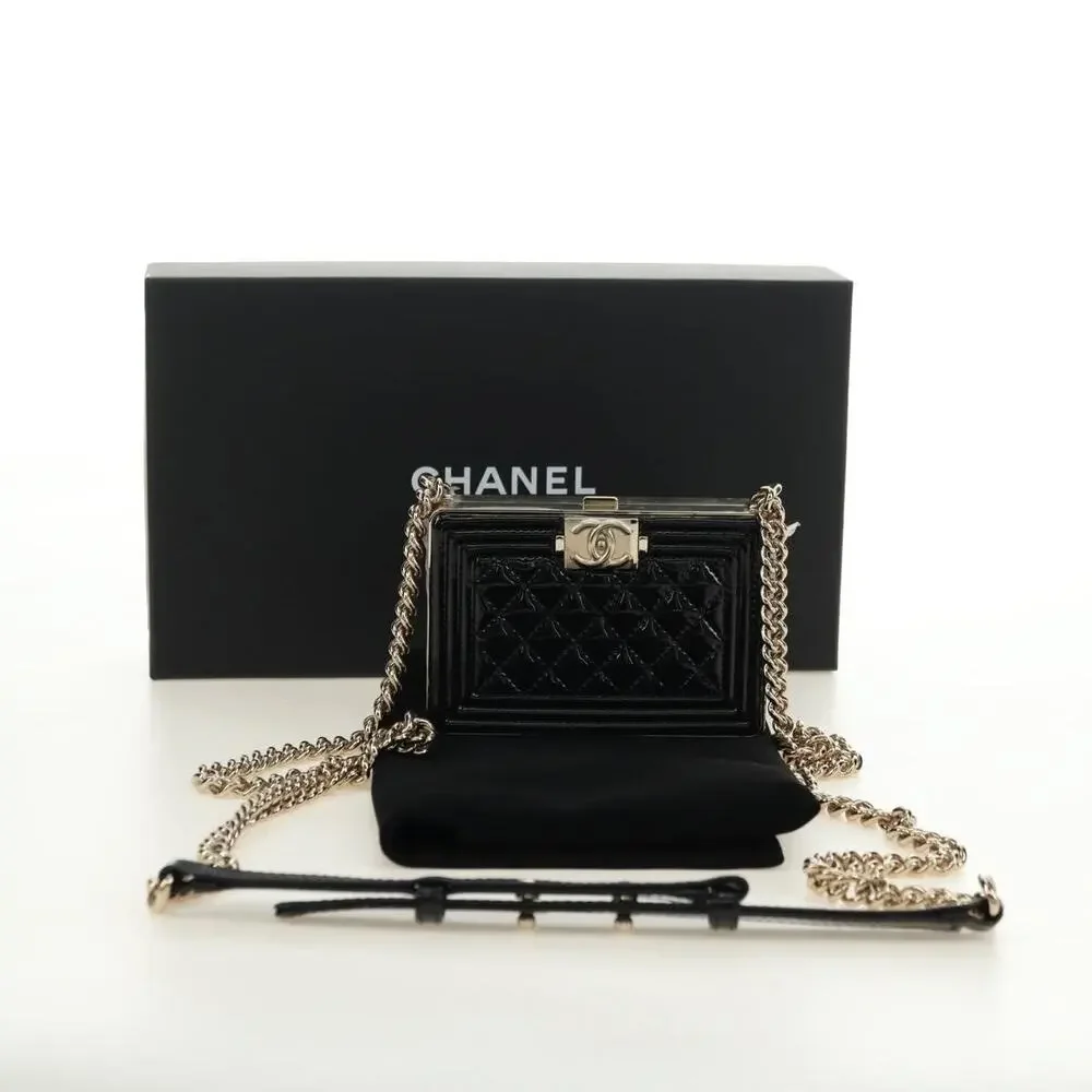Chanel Matelasse Boy Chain Wallet Shoulder Bag Black